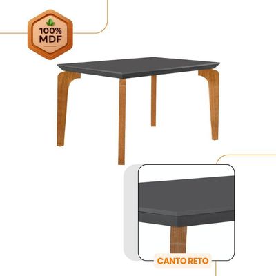 Conjunto Mesa Liz 120cm Mdf Com 4 Cadeiras Athenas Moderna Linho Grafite/grafite/imbuia