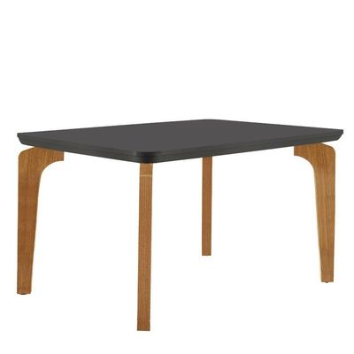 Conjunto Mesa Liz 120cm Mdf 4 Cadeiras Athenas Moderna Veludo Creme/grafite/imbuia