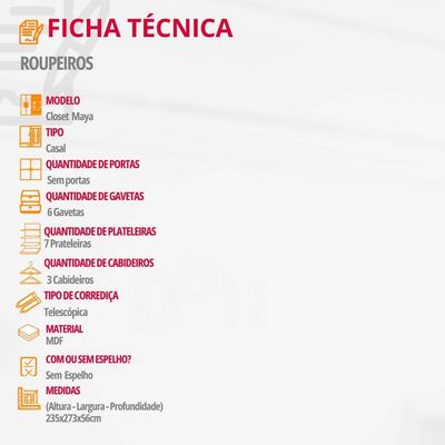 Closet Casal Maya 6 Gavetas 7 Prateleiras Mdf Rufato Imbuia
