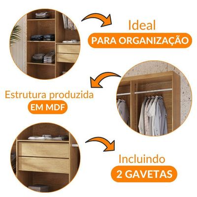 Closet Casal Hera 2 Gavetas 5 Prateleiras Mdf Rufato Imbuia