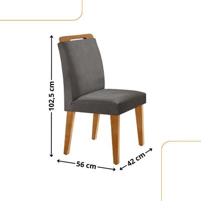 Conjunto Mesa Liz 120cm Mdf 4 Cadeiras Athenas Moderna Veludo Grafite E Imbuia