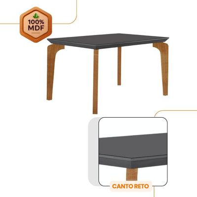 Conjunto Mesa Liz 120cm Com Vidro 4 Cadeiras Athenas Mod... Vel.grafite Grafite Imbuia Serig. Grafit