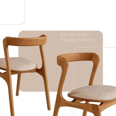 Conjunto 2 Cadeiras Madeira Solaris Moderna Mobilia Brisa