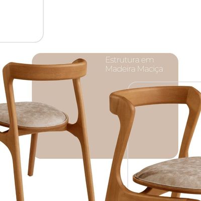 Conjunto com 2 Cadeiras Madeira Solaris Moderna Mobilia