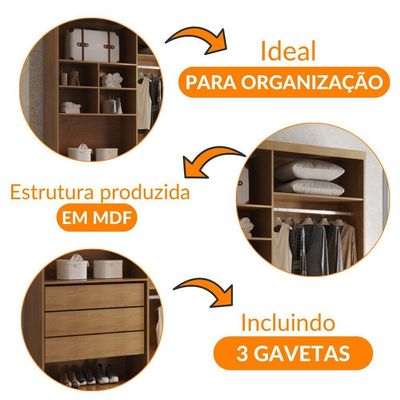 Closet Solteiro Fenix Com 3 Gavetas E 8 Prateleiras Rufato Imbuia