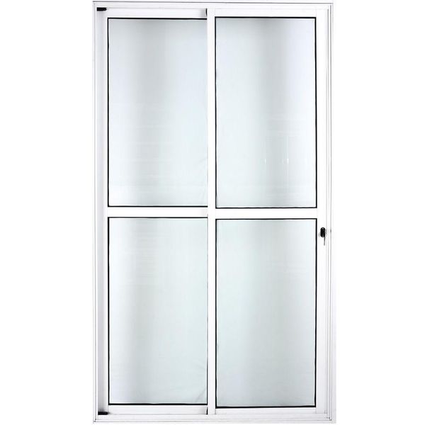Porta De Alumínio De Correr 2 Folhas 25 c/Chave Branco