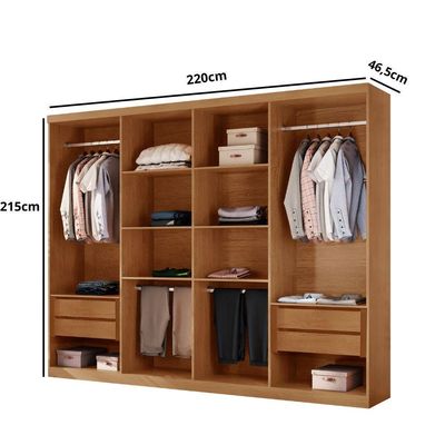 Closet Casal Hera Gold 4 Gavetas 8 Prateleiras Mdf Rufato Imbuia