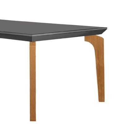 Mesa Para Sala De Jantar Liz 180cm Em Mdf E Vidro Grafite/ Imbuia/ Serig. Grafite