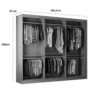 Guarda Roupa Closet Light Com 3 Prateleiras Moderna Branco