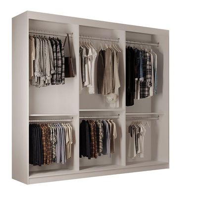 Guarda Roupa Closet Light Com 3 Prateleiras Moderna Branco
