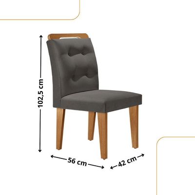 Mesa Liz 120 Mdf Com 4 Cadeiras Carol Veludo Grafite/naturalle/naturalle