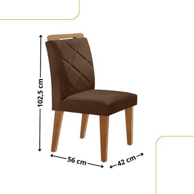 Mesa Liz 120 Mdf Canto Copo E Com 4 Cadeiras Melissa Veludo Marrom/naturalle