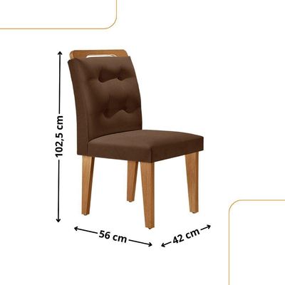 Mesa Liz 120 Mdf Canto Copo E Com 4 Cadeiras Carol Veludo Marrom/naturalle/naturalle