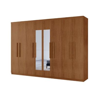 Guarda Roupa Casal Hera Premium Com Espelho 8 Portas Moderna Naturalle
