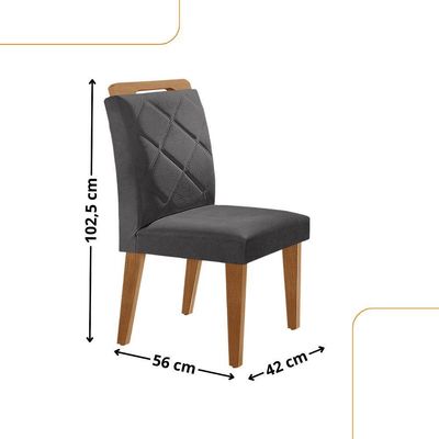 Mesa Liz 120 Mdf Com 4 Cadeiras Melissa Veludo Grafite/naturalle/naturalle