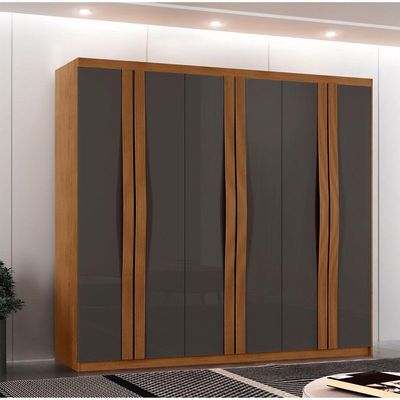 Guarda Roupa Casal Dunas Mdf 6 Portas E 2 Gavetas Moderna Naturalle Grafite