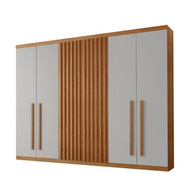 Guarda Roupa Casal Kiev 100% Mdf 6 Portas E 4 Gavetas Naturalle/off White