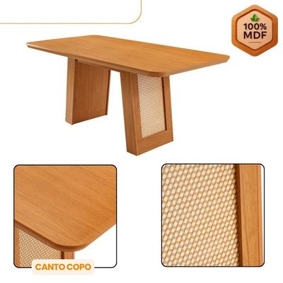 Mesa Carolina 180 Tampo Mdf 6 Cadeiras Moderna Mobilia Tork