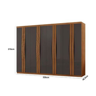 Guarda Roupa Casal Dunas Com 8 Portas E 4 Gavetas Moderna Naturalle Grafite