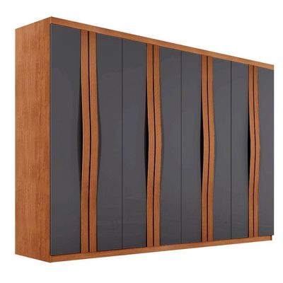 Guarda Roupa Casal Dunas Com 8 Portas E 4 Gavetas Moderna Naturalle Grafite