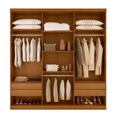 Guarda Roupa Casal Boston 6 Portas 4 Gavetas Moderna Imbuia/off White