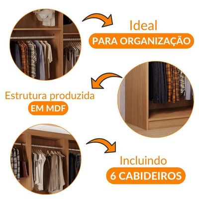 Guarda Roupa Closet Light Com 3 Prateleiras Moderna Imbuia
