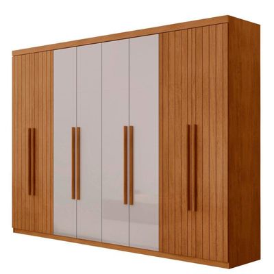 Guarda Roupa Casal Toronto Mdf 8 Portas Moderna Mobília /off White/