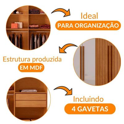 Guarda Roupa Casal Toronto Mdf 8 Portas Moderna Mobília /off White/