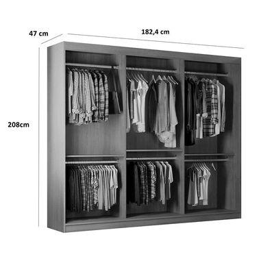 Guarda Roupa Closet Light Com 3 Prateleiras Moderna Imbuia