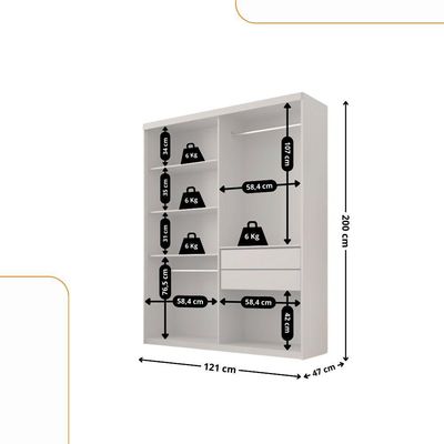 Guarda Roupa Sonho 4 Portas 2 Gavetas Moderna Mobília Branco/naturalle