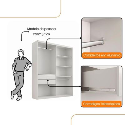 Guarda Roupa Sonho 4 Portas 2 Gavetas Moderna Mobília Branco/naturalle