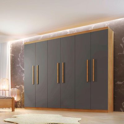 Guarda Roupa Casal Hera 6 Portas Rufato Imbuia Com Grafite