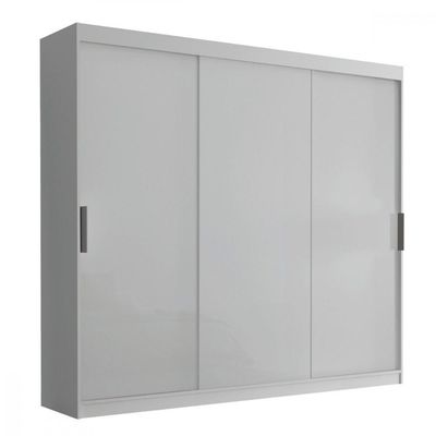 Guarda Roupa Vitor Em Mdf 3 Portas E 6 Cabideiros Moderna Branco