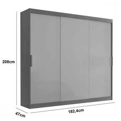 Guarda Roupa Vitor Em Mdf 3 Portas E 6 Cabideiros Moderna Branco
