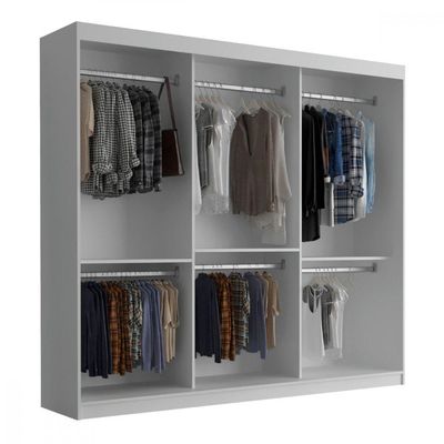 Guarda Roupa Vitor Em Mdf 3 Portas E 6 Cabideiros Moderna Branco