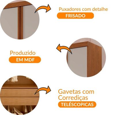 Guarda Roupa Casal Boston 6 Portas 4 Gavetas Moderna Imbuia