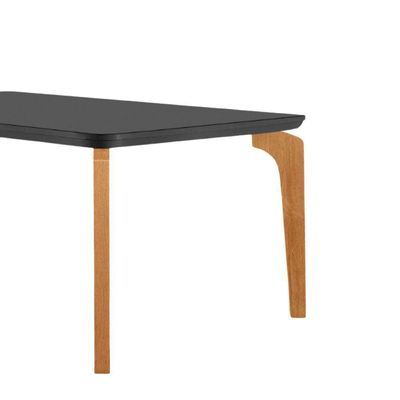 Mesa Sala De Jantar Liz 180cm Em Mdf E Vidro Com Canto Copo Grafite/ Imbuia/ Serig. Grafite