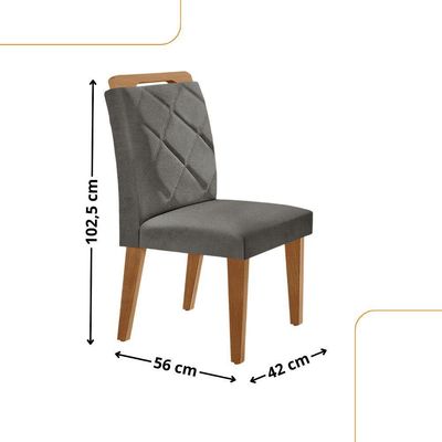 Mesa Liz 120 Mdf Com 4 Cadeiras Melissa Linho Grafite/naturalle/naturalle