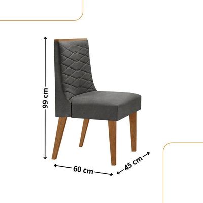 Mesa Liz 120cm Mdf Com 4 Cadeiras Safira Linho Grafite/naturalle/naturalle
