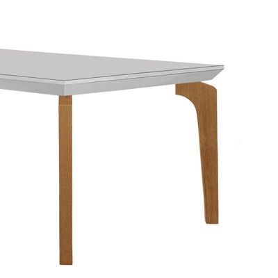 Mesa Para Sala De Jantar Liz 180cm Em Mdf E Vidro Off White/ Imbuia/ Off/ Serig. Off