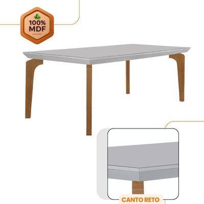 Mesa Para Sala De Jantar Liz 180cm Em Mdf E Vidro Off White/ Imbuia/ Off/ Serig. Off