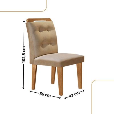 Mesa Liz 120 Mdf Canto Copo E Com 4 Cadeiras Carol Turim 07/naturalle/naturalle