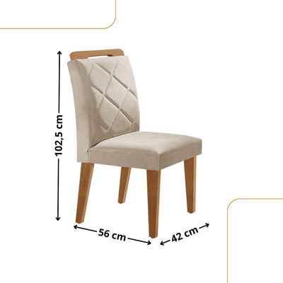 Mesa Liz 120 Mdf Com 4 Cadeiras Melissa Veludo Creme/naturalle/naturalle