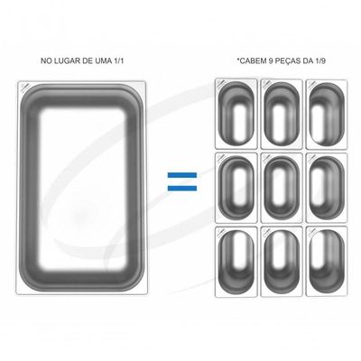 Kit 2 Cubas Gastronomicas Rechaud Inox 1/9x65mm Brasinox