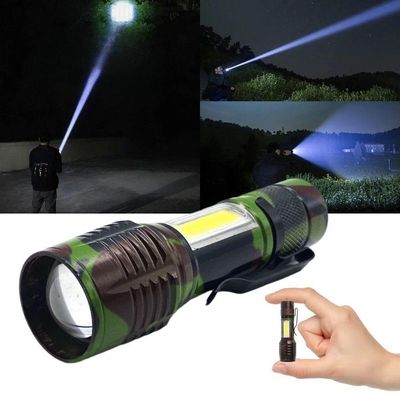 Lanterna Tática Led Recarregável 3 Em 1 Sos Mini Multiuso