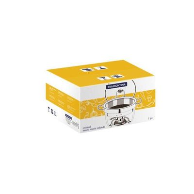 Rechaud Tramontina Redondo Em Aço Inox Banho Maria Com Suporte Para Tampa E Fogareiro 4,3 L