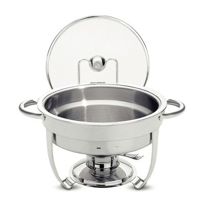 Rechaud Tramontina Redondo Em Aço Inox Banho Maria Com Suporte Para Tampa E Fogareiro 4,3 L