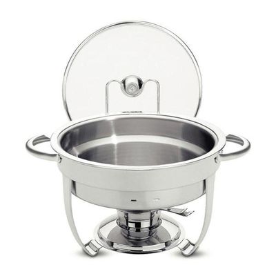Rechaud Tramontina Redondo Em Aço Inox Banho Maria Com Suporte Para Tampa E Fogareiro 4,3 L