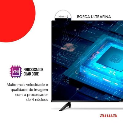 Smart Tv 43 Polegadas Full Hd Hdr10 Android Tv E Borda Infinita Aws-tv-43-bl-02-a Aiwa Preto Bivolt