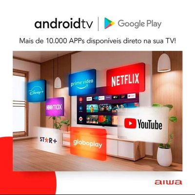 Smart Tv 43 Polegadas Full Hd Hdr10 Android Tv E Borda Infinita Aws-tv-43-bl-02-a Aiwa Preto Bivolt
